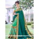 Green And Sea Green Designer Half N Half Saree