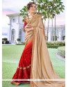 Art Silk Resham Work Half N Half Designer Saree