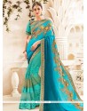 Faux Georgette Patch Border Work Shaded Saree