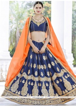 Navy Blue Resham Work Lehenga Choli