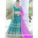 Faux Chiffon Blue Resham Work Lehenga Choli