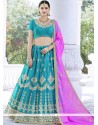 Faux Chiffon Blue Resham Work Lehenga Choli