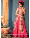 Pink Tafeta Silk Print Work Designer Gown