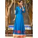 Blue Print Work Designer Gown