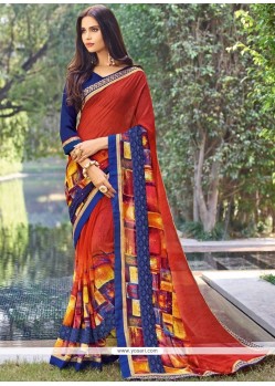 Faux Georgette Multi Colour Printed Saree