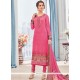 Faux Crepe Pink Churidar Designer Suit