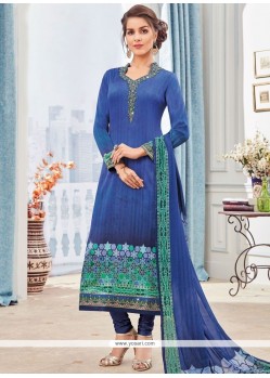 Satin Embroidered Work Churidar Designer Suit