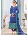 Satin Embroidered Work Churidar Designer Suit