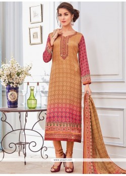 Beige And Pink Churidar Designer Suit