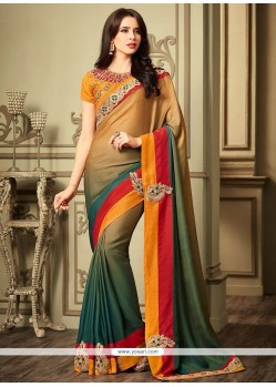 Multi Colour Embroidered Work Classic Designer Saree