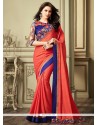 Art Silk Peach Patch Border Work Designer Traditional Saree