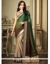 Embroidered Art Silk Traditional Designer Saree In Beige And Green