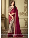 Beige And Maroon Designer Traditional Saree