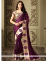 Wine Patch Border Work Classic Designer Saree