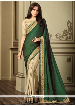 Art Silk Beige And Green Traditional Saree