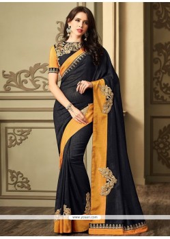 Art Silk Navy Blue Patch Border Work Traditional Saree