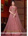 Pink Embroidered Work Net Floor Length Anarkali Suit