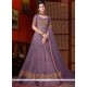 Lavender Lace Work Net Floor Length Anarkali Suit