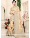 Art Silk Beige Patch Border Work Designer Traditional Saree