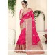 Art Silk Hot Pink Embroidered Work Designer Traditional Saree