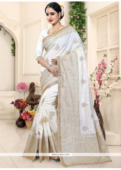 Art Silk White Designer Traditional Saree