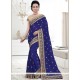 Faux Georgette Navy Blue Patch Border Work Designer Saree