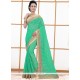 Faux Georgette Sea Green Classic Designer Saree