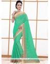 Faux Georgette Sea Green Classic Designer Saree