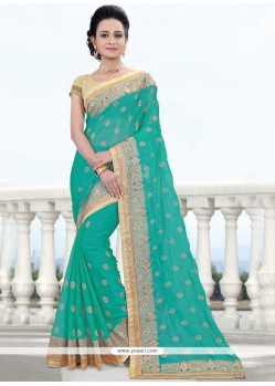 Faux Georgette Patch Border Work Designer Saree