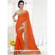 Embroidered Work Orange Classic Designer Saree