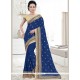 Navy Blue Embroidered Work Faux Georgette Classic Saree