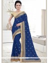 Navy Blue Embroidered Work Faux Georgette Classic Saree
