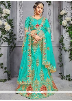 Firozi Embroidered Work Lehenga Choli