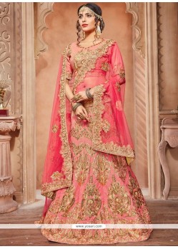 Art Silk Rose Pink Lehenga Choli