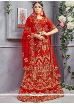 Art Silk Red Lehenga Choli