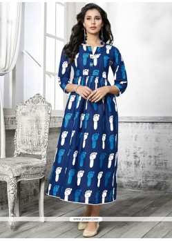 Print Work Cotton Party Wear Kurti