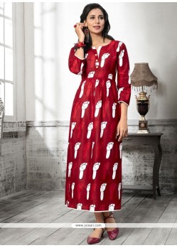 Print Work Cotton Party Wear Kurti