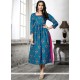 Blue Print Work Party Wear Kurti