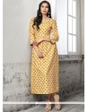 Cotton Beige Print Work Party Wear Kurti