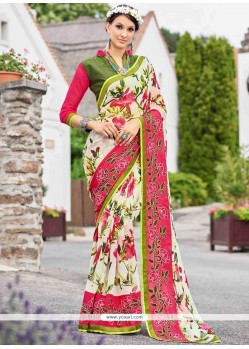 Faux Georgette Multi Colour Printed Saree