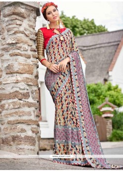 Faux Georgette Multi Colour Print Work Printed Saree