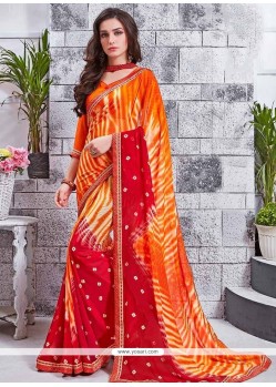 Faux Georgette Multi Colour Print Work Casual Saree