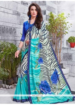 Print Work Faux Georgette Casual Saree