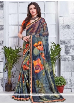 Faux Georgette Print Work Casual Saree