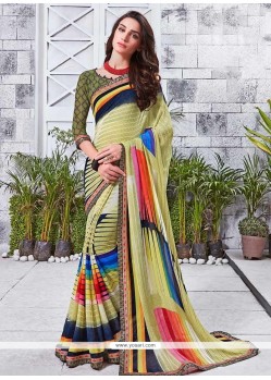 Faux Georgette Print Work Casual Saree