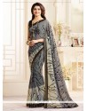 Prachi Desai Grey Faux Georgette Printed Saree