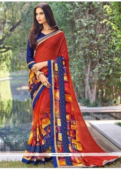 Multi Colour Faux Georgette Printed Saree