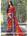 Multi Colour Faux Georgette Printed Saree