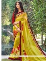 Multi Colour Print Work Faux Georgette Printed Saree