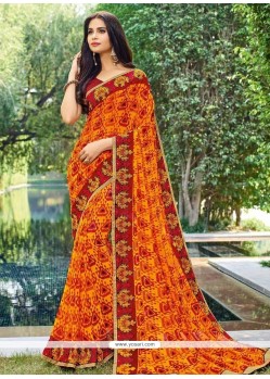 Print Work Multi Colour Faux Georgette Printed Saree